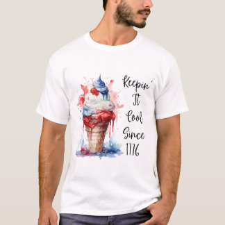 Camiseta Patriótico 4º do Sorvete T-Shirt de julho