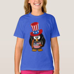 Camiseta Patriótico 4 de julho CHURRASCO Pinguim-Camisa