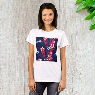 Camiseta Patriótico 4 de julho Estrelas Vermelhas Branco e