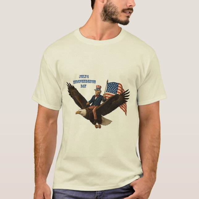 Camiseta Patriótico 4 de julho Tio Sam Dirigindo um URM da  (Frente)