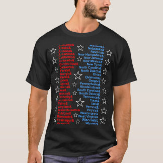 Camiseta Patriótico 50 Estados Azul Branco Vermelho Ampersa