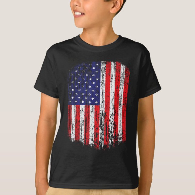 Camiseta Patriótico Afastado do Bandeira Americano (Frente)