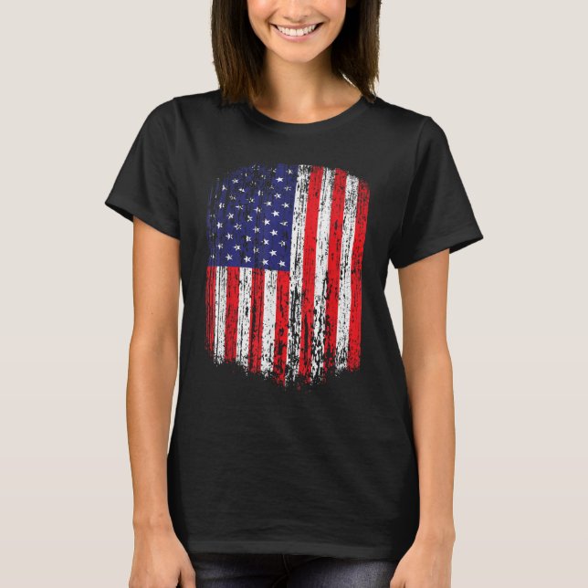 Camiseta Patriótico Afastado do Bandeira Americano (Frente)