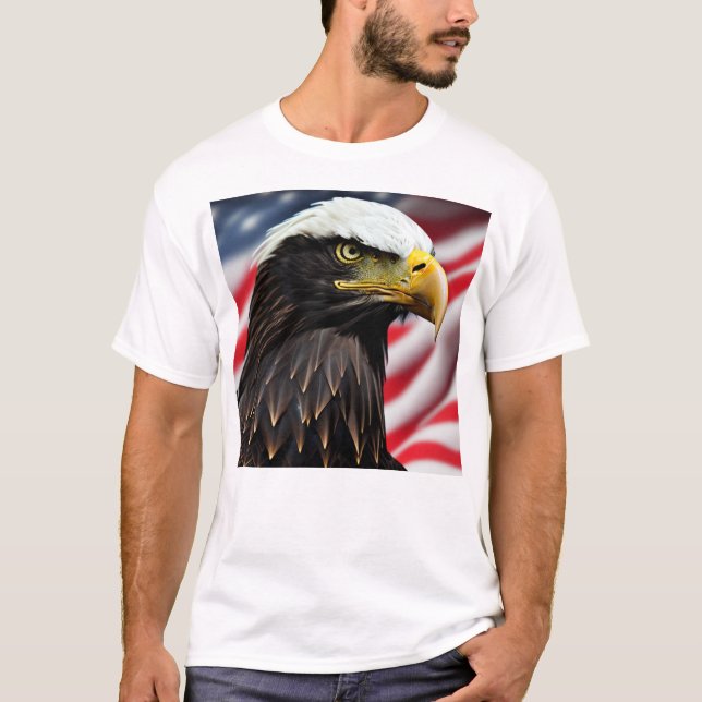 Camiseta Patriótico/Águia/Americano/EUA (Frente)