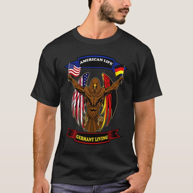 Camiseta Patriótico alemão Americano Flagle herança exp (Frente)