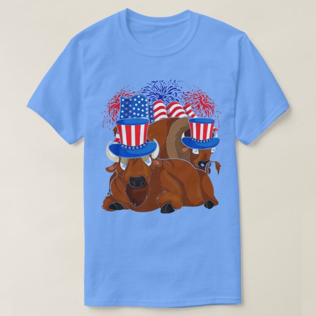 Camiseta Patriótico Amante de os animais Americano Bison Bu (Frente do Design)