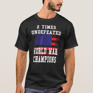 Camiseta Patriótico Americano 2 Vezes Invencível Guerra Mun
