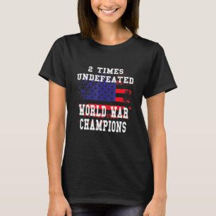 Camiseta Patriótico Americano 2 Vezes Invencível Guerra Mun