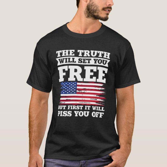 Camiseta Patriótico Americano A Verdade Vai Libertá-Lo 1 (Frente)