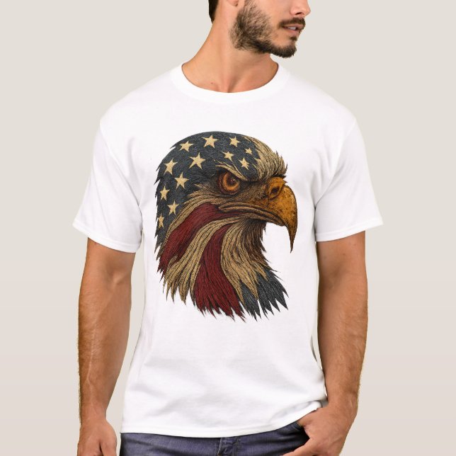 Camiseta Patriótico Americano da Águia Bald (Frente)