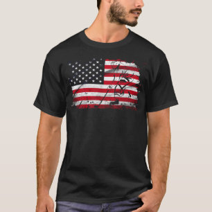 Camiseta Patriótico Americano de Hóquei em Bandeira