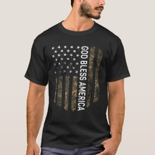 Camiseta Patriótico Americano Flag Camo - América Deus aben