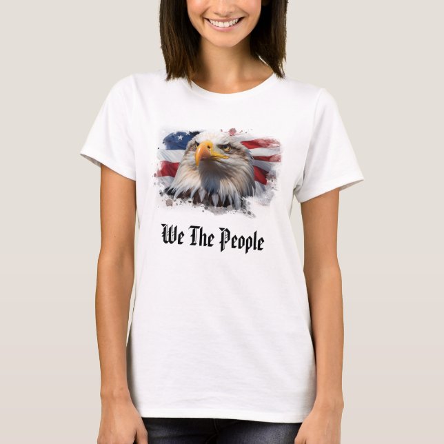 Camiseta *~* Patriótico AP27 American Flag Bald Eagle (Frente)