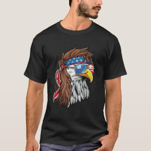 Camiseta Patriótico Bald Eagle Mullet EUA Bandeira American