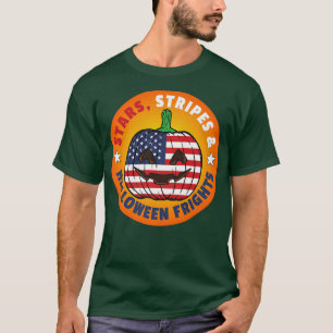 Camiseta Patriótico Bandeira Americana do Halloween Jack O 