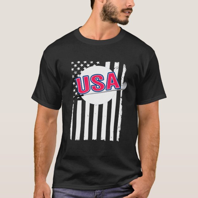 Camiseta Patriótico Bandeira Americana Golfe Americano Golf (Frente)