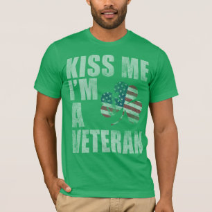 Camiseta Patriótico Beija-me Sou um Veterano