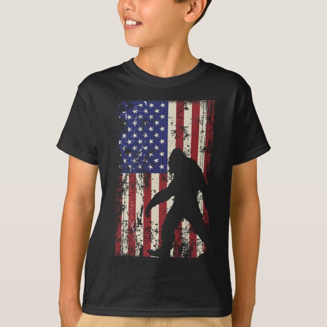 Camiseta Patriótico Bigfoot American Flag 4º De Julho (Frente)
