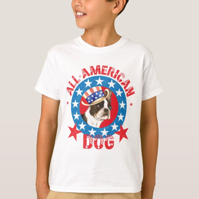 Camiseta Patriótico Boston Terrier (Frente)