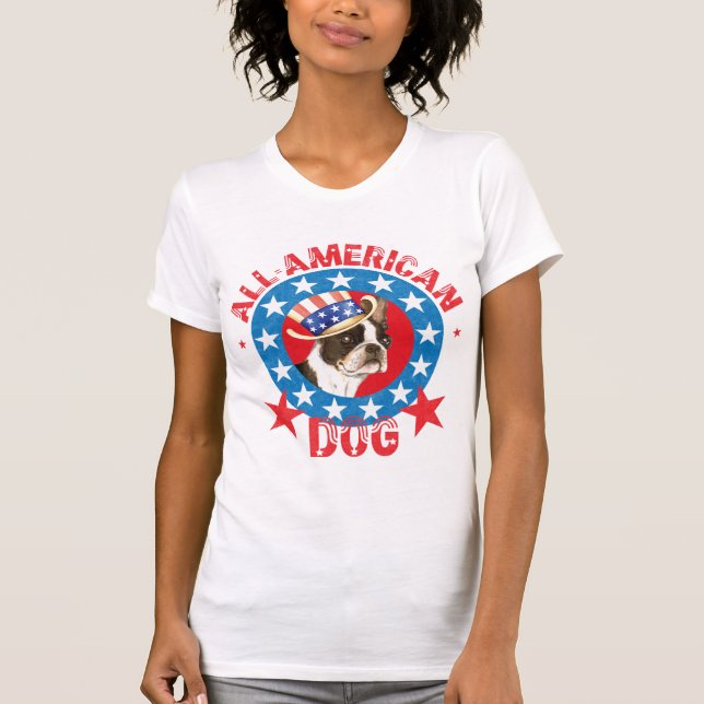 Camiseta Patriótico Boston Terrier (Frente)