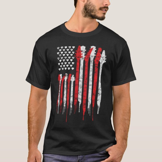 Camiseta Patriótico Branco Vermelho da bandeira Americana (Frente)