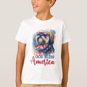 Camiseta Patriótico Cão-Shih tzu