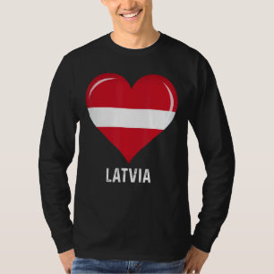 Camiseta Patriótico Cardíaco Letão Sinalizador Retroafogado