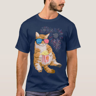 Camiseta Patriótico Cat 4 de julho bandeira americana