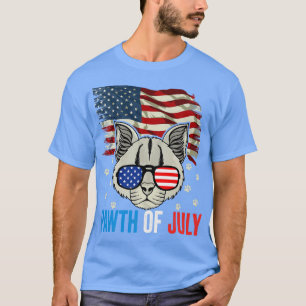 Camiseta Patriótico Cat 4 de julho EUA Bandeira Óculos de S
