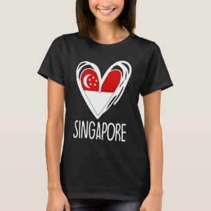 Camiseta Patriótico Cingapuriano Coração Cingapura Sinaliza