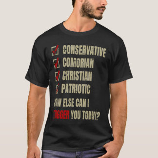 Camiseta Patriótico Cristão Conservador Comoriano