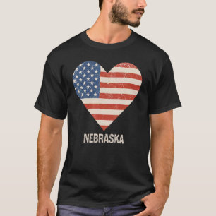 Camiseta Patriótico da Bandeira Americana Heart Nebraska 4 