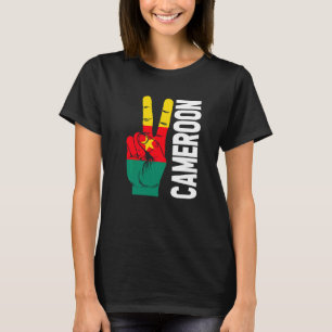 Camiseta Patriótico da Bandeira dos Camarões pelos Dois Ded