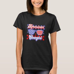Camiseta Patriótico da Cowgirl Americana Ocidental