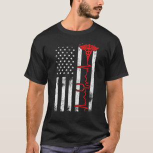 Camiseta Patriótico da Enfermeira de Sinalizador dos Eua da