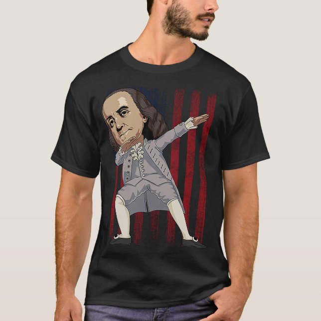 Camiseta Patriótico Dabbing Benjamin Franklin Dab Dance 4º (Frente)
