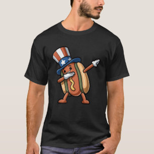 Camiseta Patriótico Dabbing Hot Dog Crianças Independência 