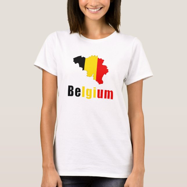 Camiseta Patriótico de Bandeira da Bélgica (Frente)