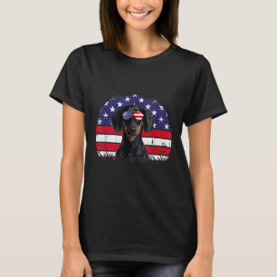 Camiseta Patriótico de Lover Dachshund, Bandeira Americana