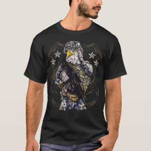 Camiseta Patriótico do Guerreiro Militar de Águia Americana
