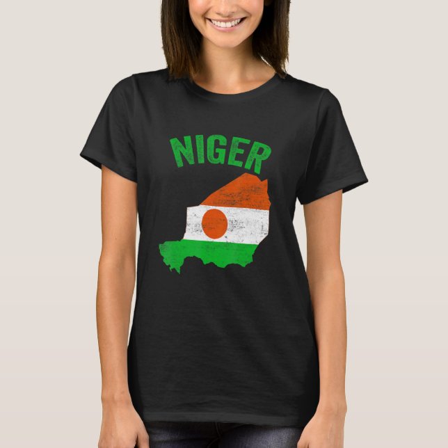 Camiseta Patriótico do Mapa Níger de Sinalizador Níger Afet (Frente)