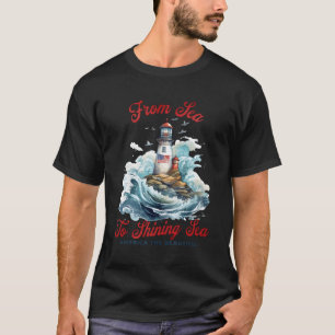 Camiseta Patriótico Do Mar Ao Farol Do Mar Luminoso 4Th O