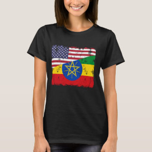 Camiseta Patriótico do Orgulho Etíope Bandeira Americana da
