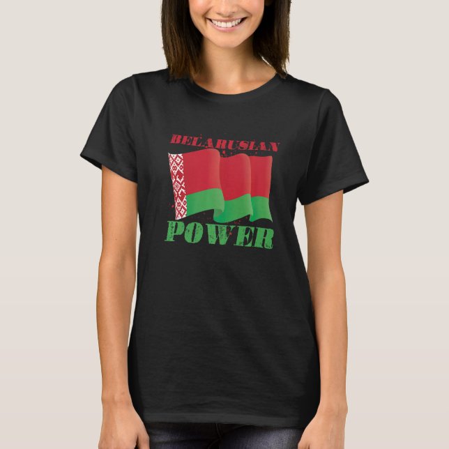 Camiseta Patriótico do País de Minsk do Poder Bielorrusso B (Frente)