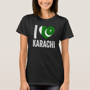 Camiseta Patriótico do Paquistão Sinalizador I Love Karachi
