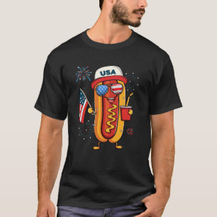 Camiseta Patriótico do Quarto de Julho do Hotdog Engraçado