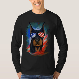 Camiseta Patriótico Doberman American Flag Doberman Pinsche