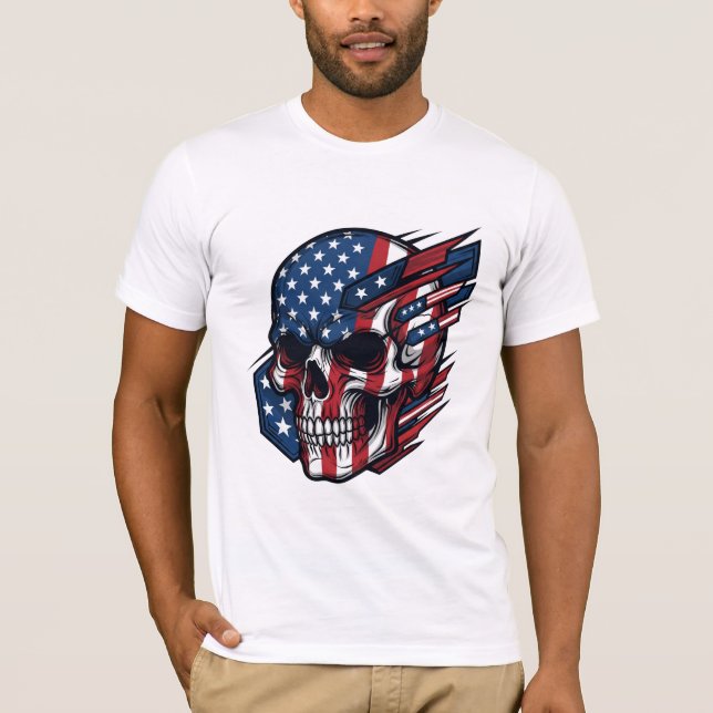 Camiseta Patriótico dos Homens do Pavilhão Americano (Frente)