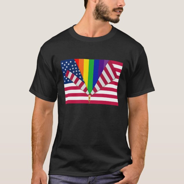 Camiseta Patriótico E gay-friendly (Frente)