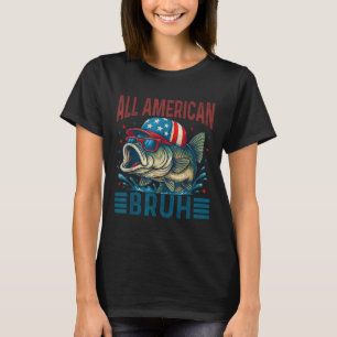 Camiseta Patriótico Engraçado Todo Americano Bruh Flag 4º D